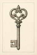 Fine line drawing of an antique key with ornate bow | Printable Wall Art | Instant Download