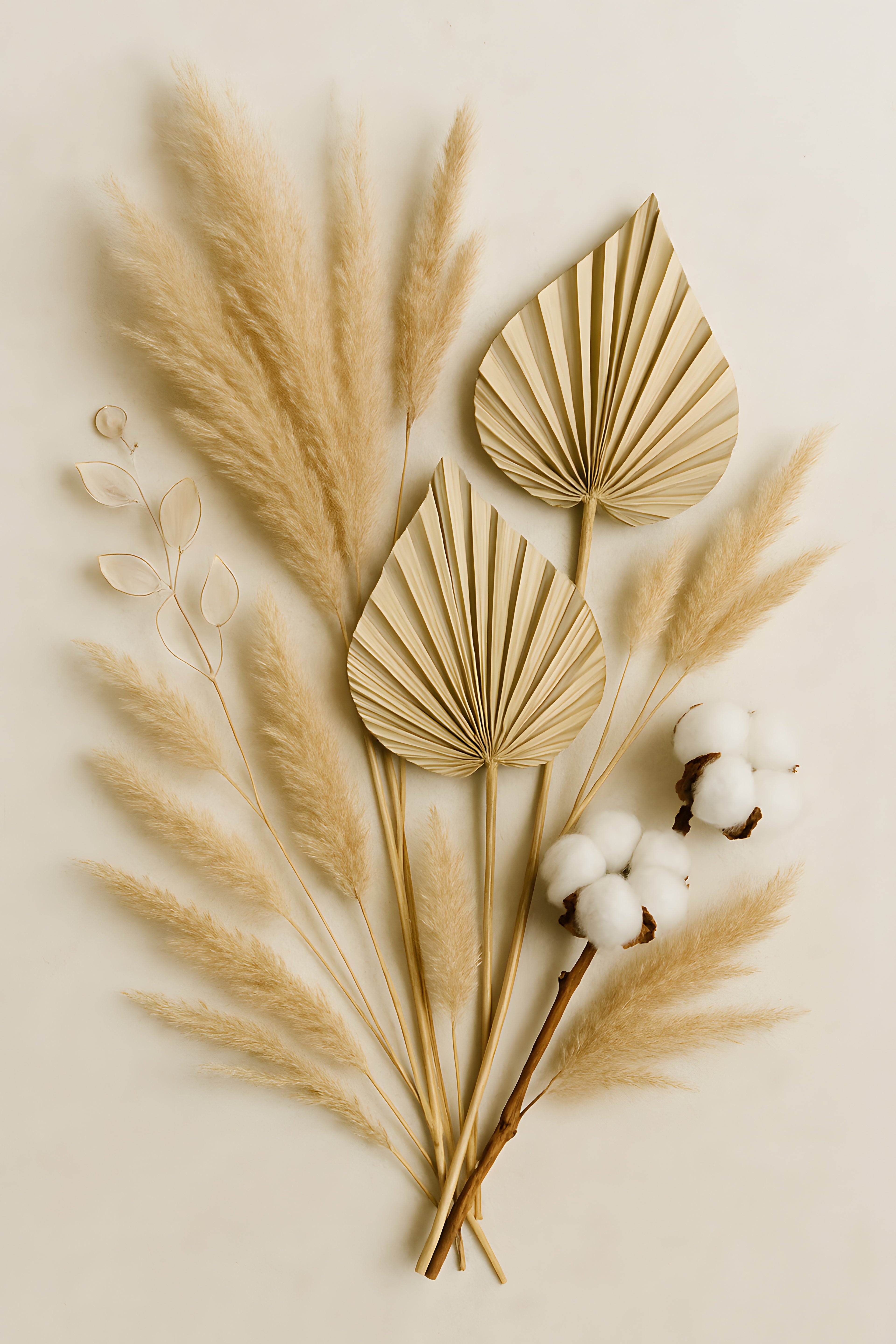 Dried flower arrangement flat lay with pampas | Printable Wall Art | Instant Download