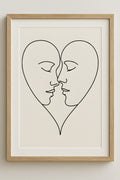 Continuous line drawing of two faces forming a heart shape | Printable Wall Art | Instant Download