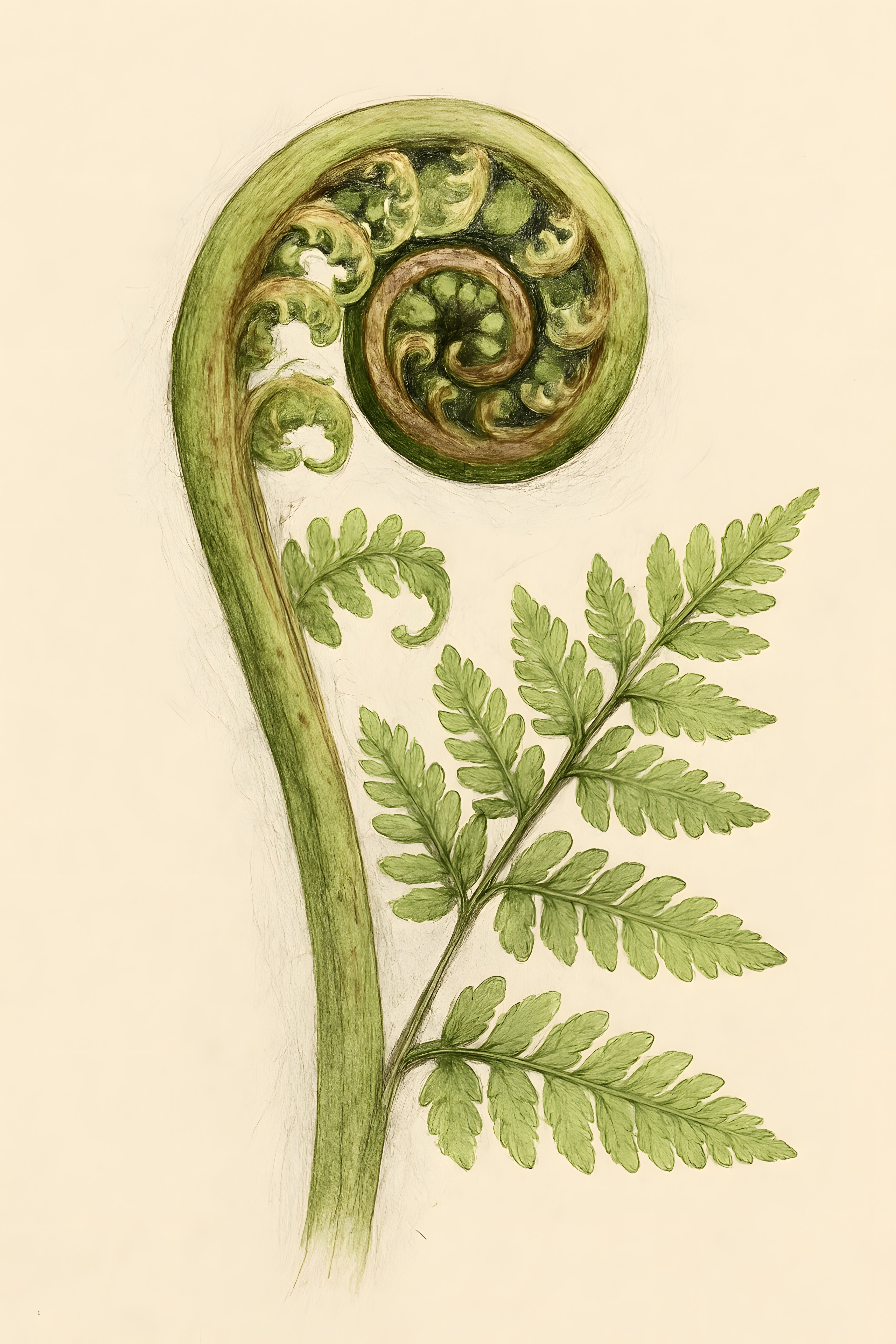 Fern frond unfurling in spiral | Printable Wall Art | Instant Download