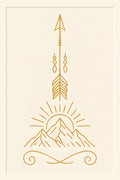Bohemian arrow and mountain line art in gold on cream | Printable Wall Art | Instant Download