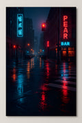 Night photograph of rain-soaked city intersection | Printable Wall Art | Instant Download