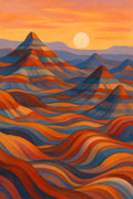 Painted desert at sunrise with layers of striped colorful... | Printable Wall Art | Instant Download