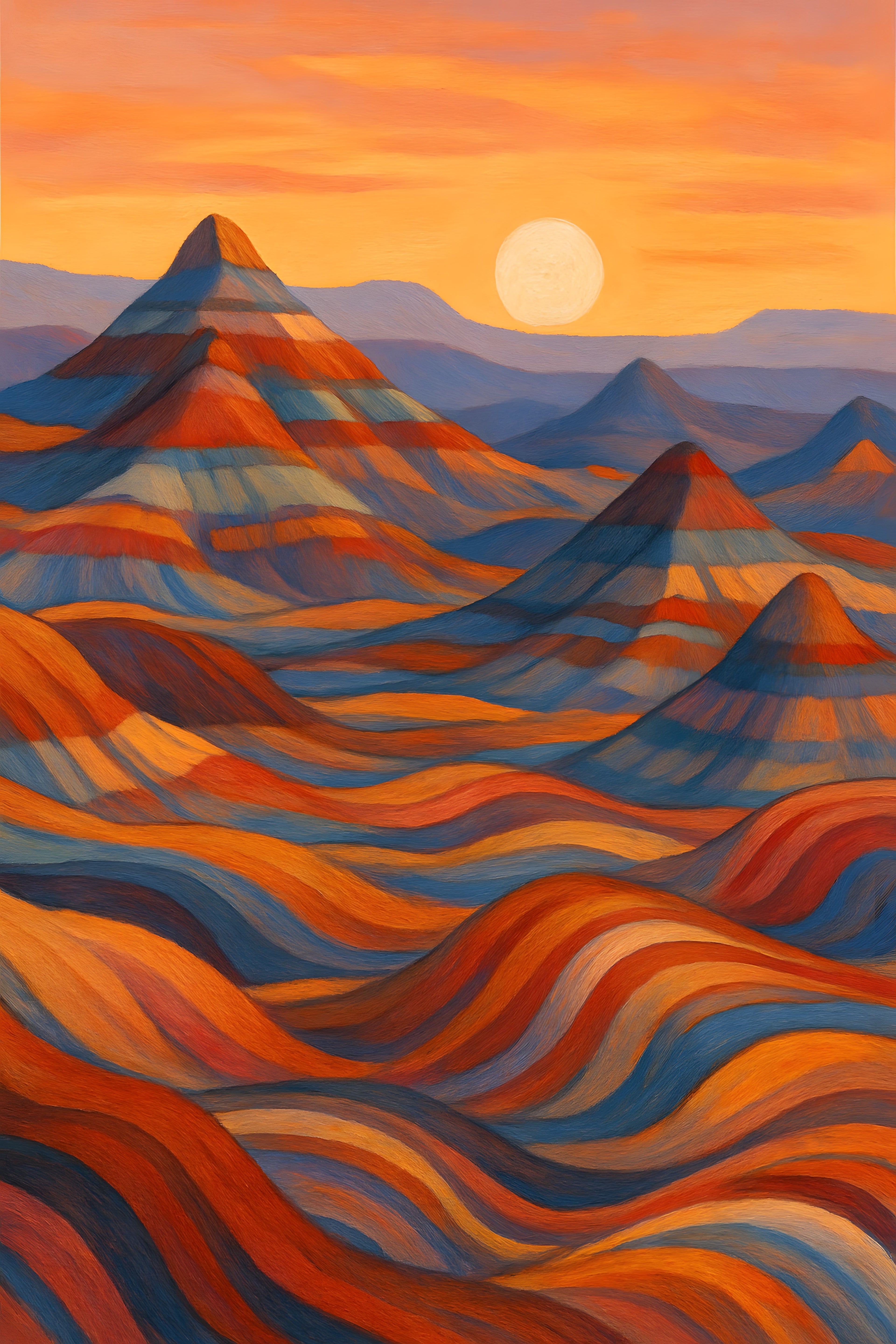 Painted desert at sunrise with layers of striped colorful... | Printable Wall Art | Instant Download