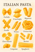 Watercolor Italian pasta shapes guide with labels | Printable Wall Art | Instant Download