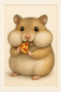 Hamster stuffing cheeks with tiny pizza slice | Printable Wall Art | Instant Download