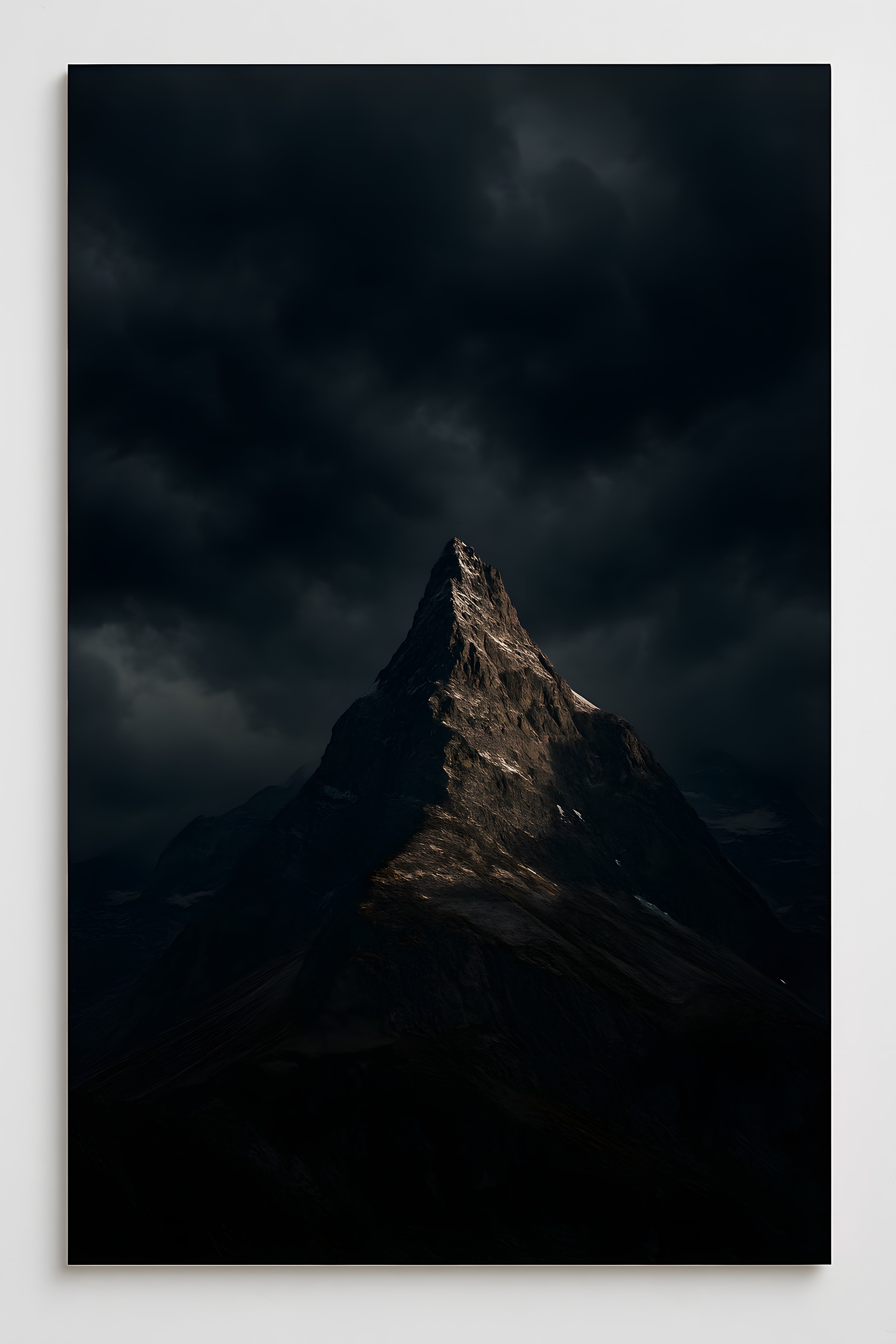 Moody mountain peak shrouded in dark storm clouds | Printable Wall Art | Instant Download