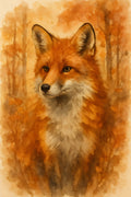 Watercolor portrait of a fox in autumn forest | Printable Wall Art | Instant Download