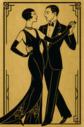 Art deco fashion illustration of couple dancing | Printable Wall Art | Instant Download