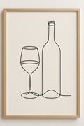 Single line drawing of a wine glass and bottle | Printable Wall Art | Instant Download