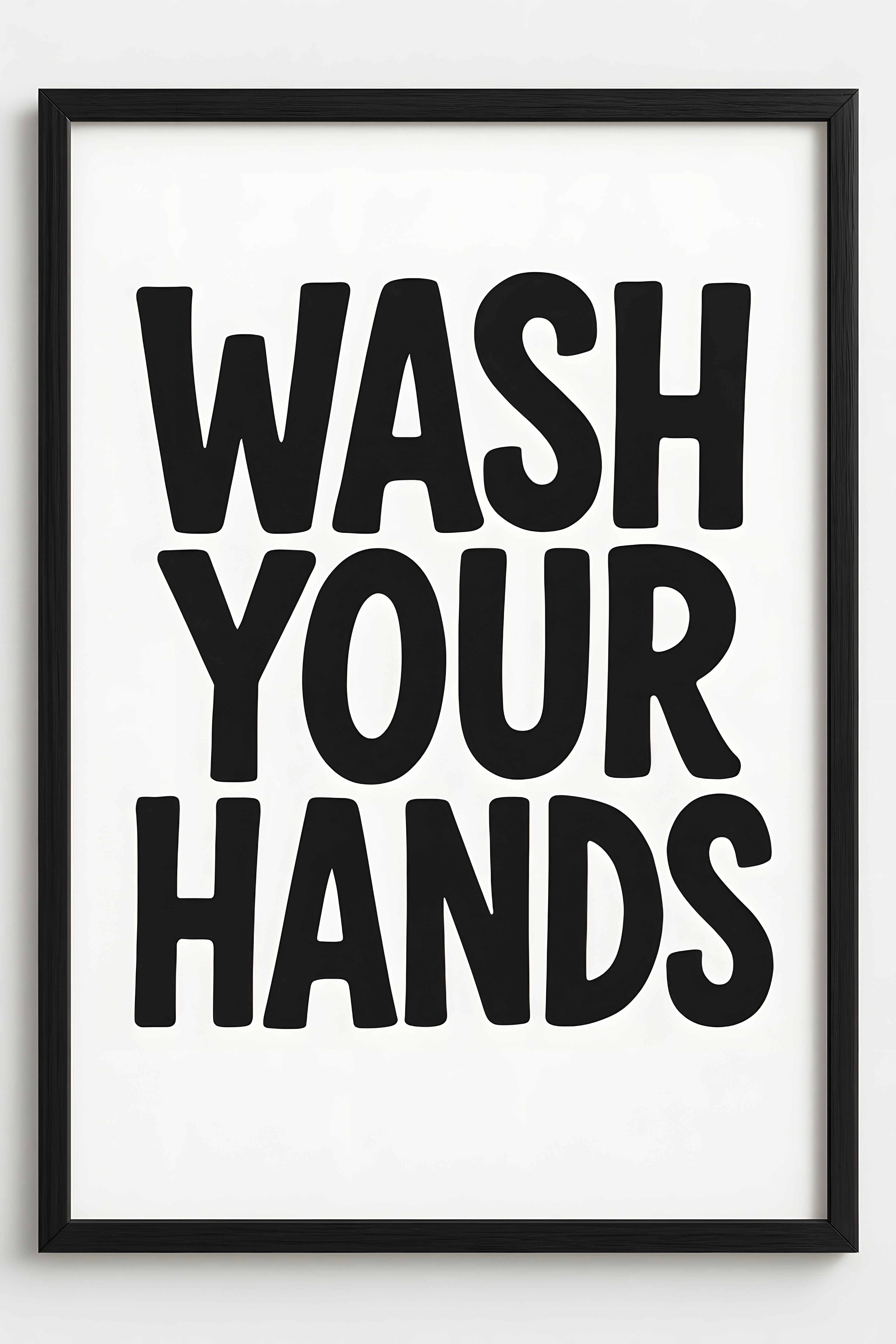 Bold typographic 'WASH YOUR HANDS' in playful font | Printable Wall Art | Instant Download