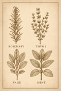 Vintage apothecary herb illustration with rosemary | Printable Wall Art | Instant Download