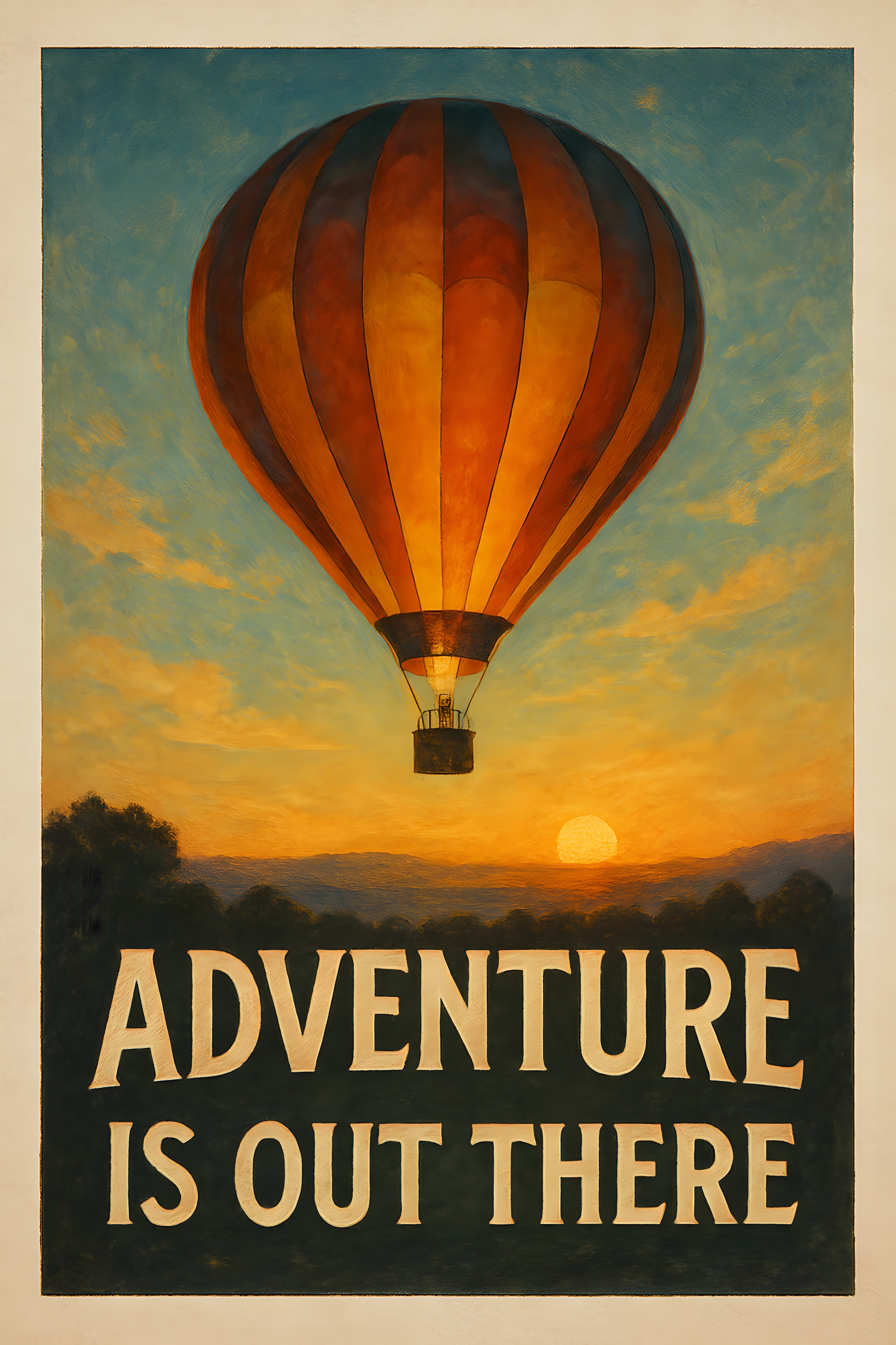 Hot air balloon rising at dawn | Printable Wall Art | Instant Download