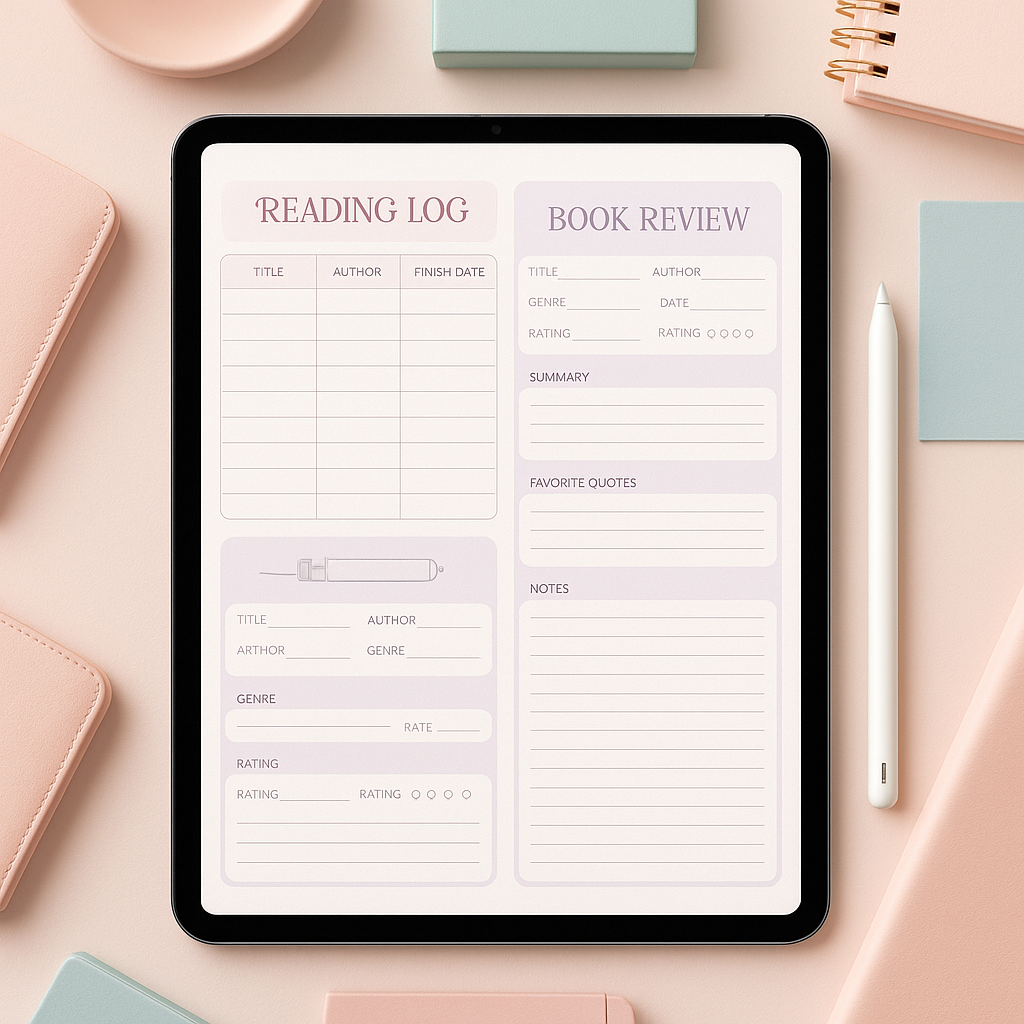 Reading Journal | Pastel | Digital PDF 2026 preview