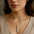 Personalized Vertical Bar Necklace • Custom Engraved lifestyle photo