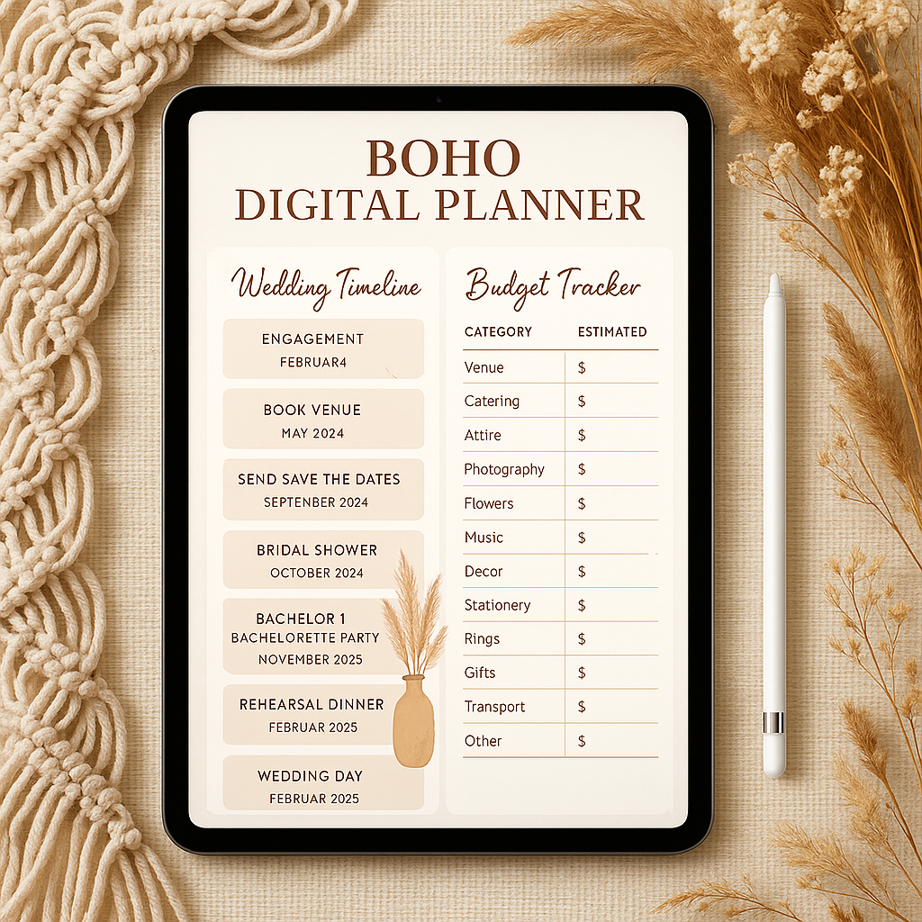 Wedding Planner | Boho | Digital PDF 2026 preview